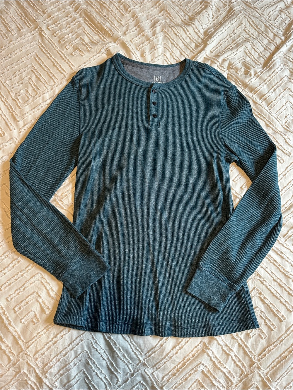 George Dark Teal Ribbed Henley